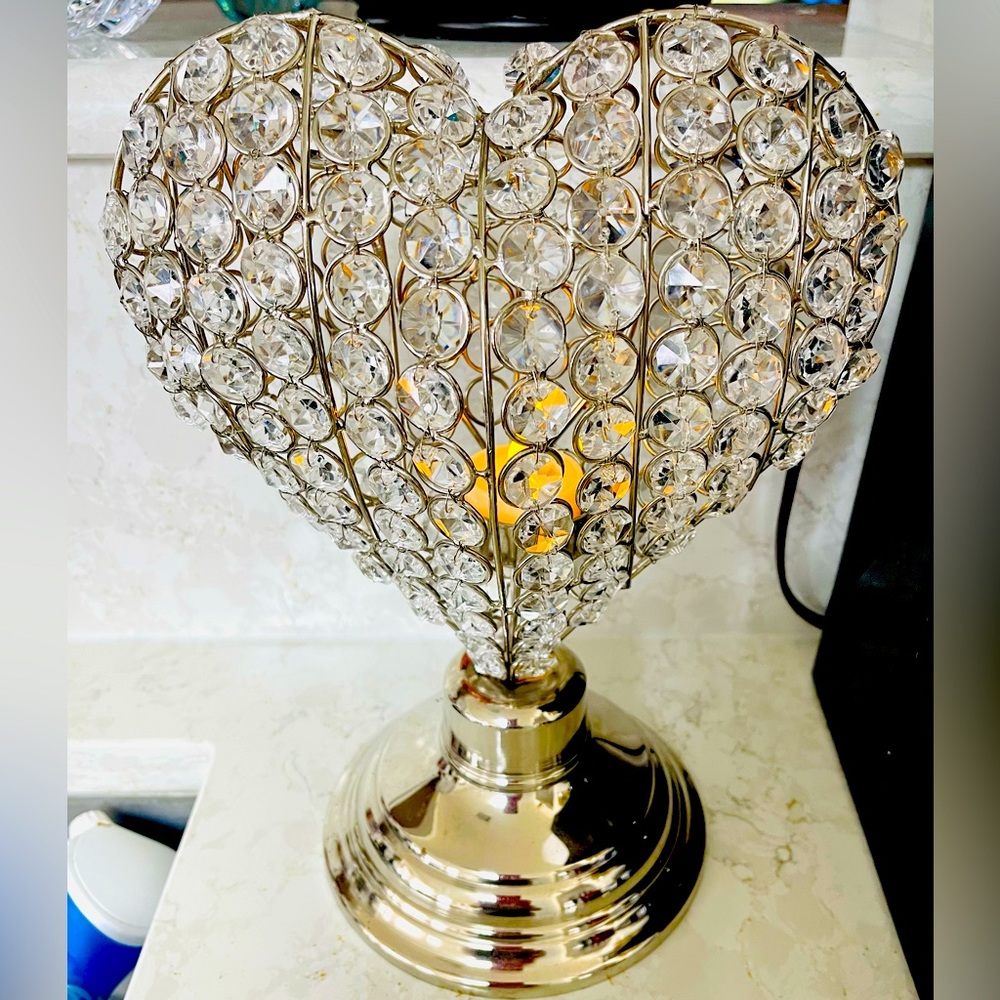 Sparkling Tealight Heart Art Decor - Silver Finish